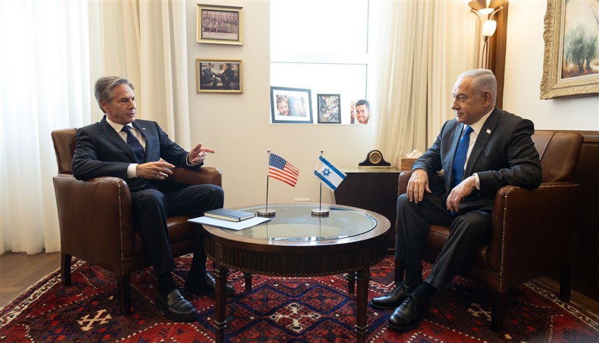 رئيس الوزراء الإسرائيلي نتانياهو ووزير الخارجية الأمريكي أنتوني بلينكن في القدس (إكس)