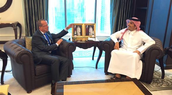 لقاء وزير الخارجية  القطري الشيخ محمد بن عبدالرحمن آل ثاني مع مبعوث الأمم المتحدة إلى ليبيا مارتن كوبلر (أرشيف)
