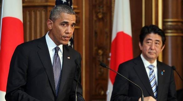 رئيس وزراء اليابان شينزو آبي والرئيس الأمريكي باراك أوباما (أ ف ب)