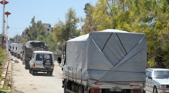 مساعدات إنسانية تدخل حي بحمص (أرشيف)