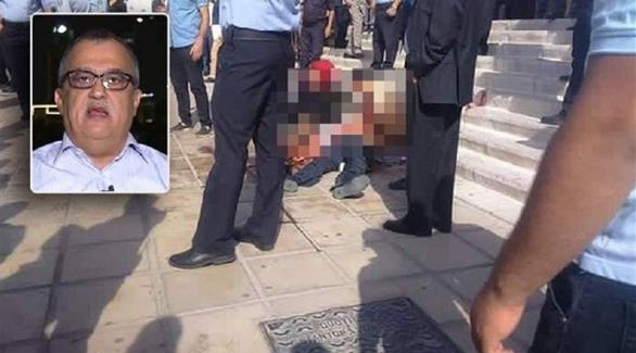 اغتيال الكاتب الأردني ناهض حتر أمام قصر العدل في العاصمة الأردنية عمان (أرشيف)