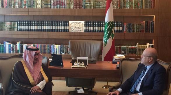 نجيب ميقاتي خلال اجتماعه مع وزير الدولة السعودي ثامر السبهان (أرشيف)