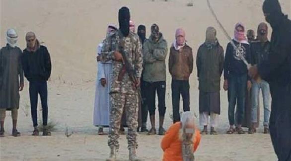 صورة تظهر ذبح تنظيم داعش في مصر لأحد شيوخ الصوفيين في سيناء (تويتر) 