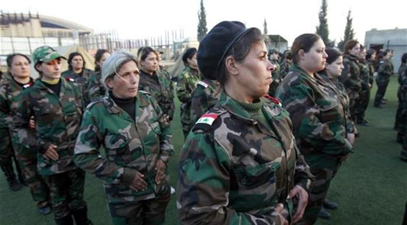 مقاتلات سوريات ينضمين للميلشيات المسلحة الموالية للنظام، دمشق - (أرشيف)