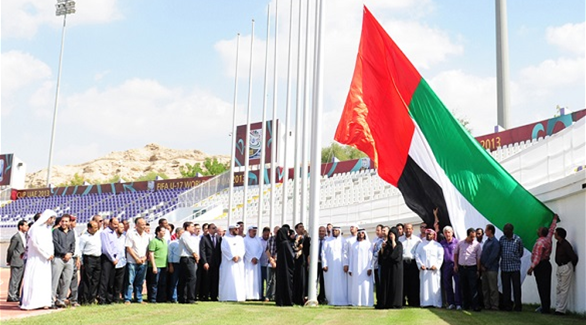 علم الإمارات في إستاد خليفة بن زايد (المصدر)