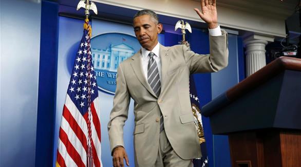 باراك أوباما بعيد كلمته أمام الصحافيين (لاري داونيغ / رويترز)