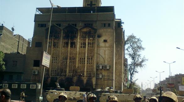 إحدى الكنائس المصرية التي أحرقها متطرفون(أرشيف)