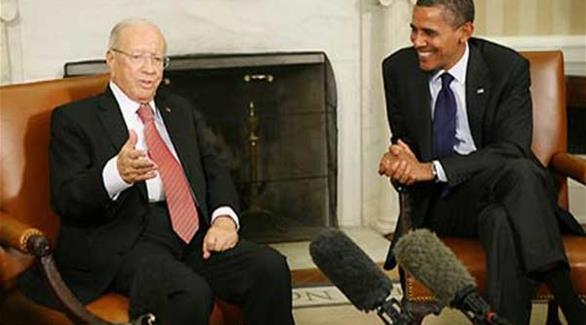أوباما للسبسي يسار الصورة: ألتزام أمريكي بدعم تونس وتطلعات مواطنيها(أرشيف)
