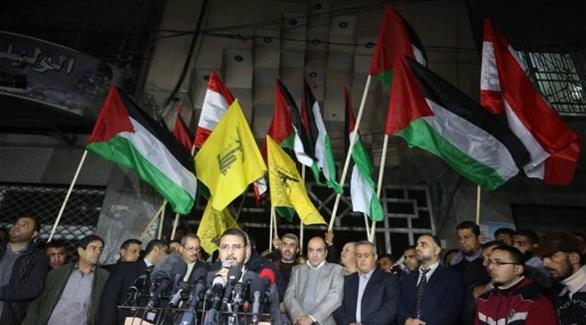 أعلام حزب الله في غزة (المصدر)