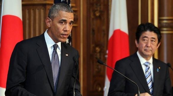 لقاء سابق بين الرئيس الأمريكي باراك أوباما ورئيس الوزراء الياباني شينزو آبي (أرشيف)