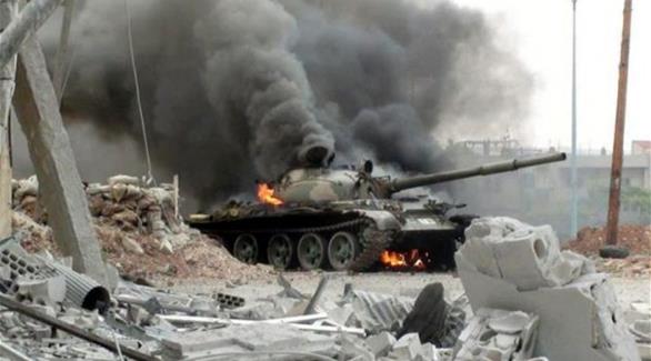 تدمير دبابة للحوثيين بمحافظة شبوة شرق اليمن (أرشيف)