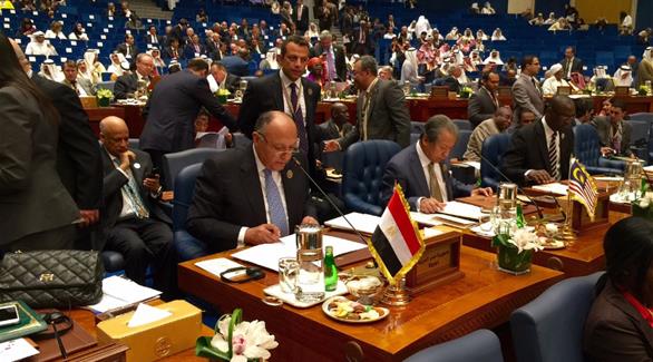 وزير خارجية مصر سامح شكري خلال كلمته أمام منظمة التعاون الإسلامي