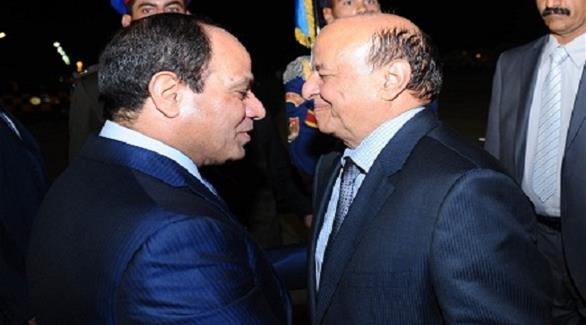 الرئيس المصري عبدالفتاح السيسي يستقبل الرئيس اليمني عبدربه منصور هادي في القاهرة (أرشيف)