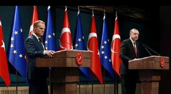 الرئيس التركي رجب طيب أردوغان ورئيس المجلس الأوروبي دونالد توسك (أرشيف)