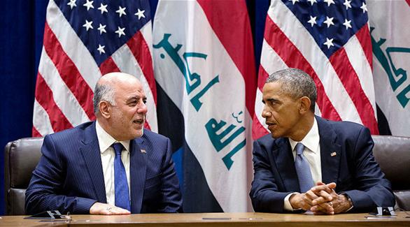 الرئيس الأمريكي باراك أوباما و رئيس الوزراء العراقي حيدر العبادي في لقاء سابق(أرشيف)