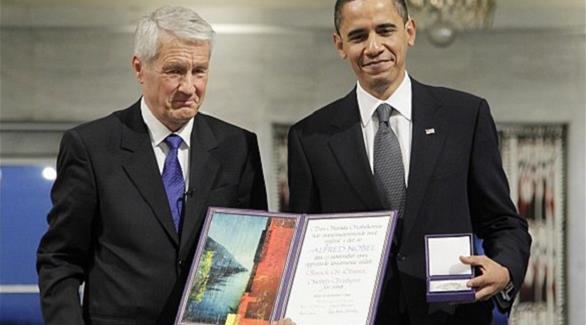الرئيس الأمريكي باراك أوباما يتسلم جائزة نوبل للسلام 2009 (أرشيف)