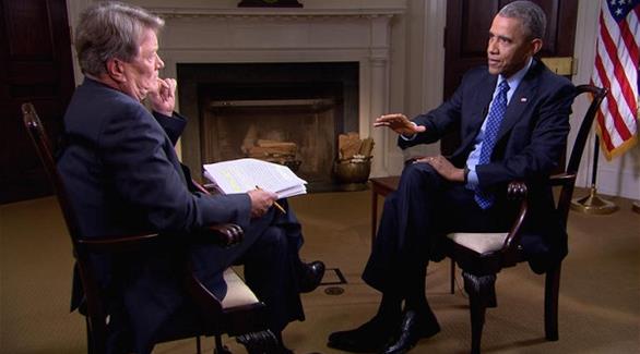 الرئيس باراك أوباما متحدثاً إلى  صحافي شبكة سي بي اس الأمريكية ستيف كروفت في برنامج 60 دقيقة (سي بي اس)
 