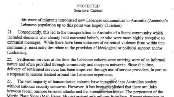 لقطة من الوثيقة تظهر الكلام بحق الجالية اللبنانية