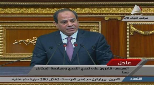 السيسي خلال الخطاب أمام البرلمان (التلفزيون المصري)