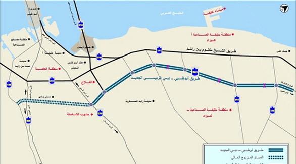 رسم تزضيحي لمسار طريق أبوظبي - دبي الجديد (أرشيف)