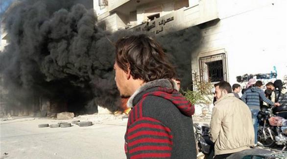 حريق في مقر جبهة النصرة في معرة النعمان(تويتر)