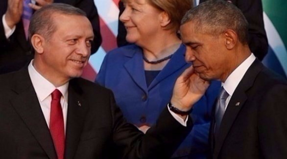 الرئيسان الأمريكي السابق باراك أوباما والتركي رجب طيب أردوغان.(أرشيف)