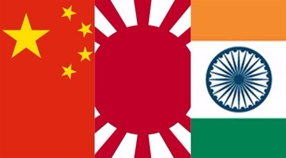 صورة تعبيرية للدول الآسيوية الثلاث، الصين وواليابان والهند.(أرشيف)