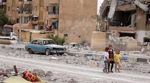 أولاد في حي مدمر في سوريا.(أرشيف)