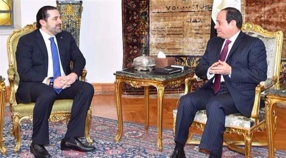 الرئيس المصري  ورئيس الحكومة اللبنانية المستقيل (أرشيف)