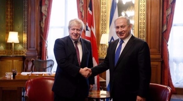 رئيس الوزراء الإسرائيلي بنيامين نتانياهو ووزير الخارجية البريطاني بوريس جونسون.(أرشيف)
