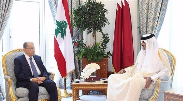 أمير قطر الشيخ تميم والرئيس اللبناني عون (أرشيف)
