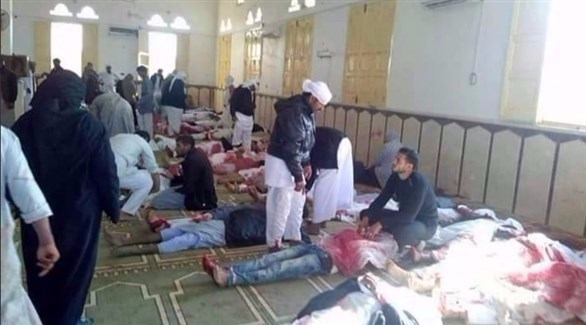 قتلى وجرحى في تفجير إرهابي استهدف مسجداً بالعريش (تويتر)