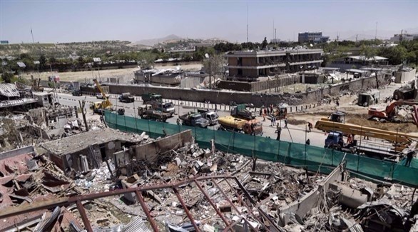 صورة للانفجار الذي هز محيط السفارة الألمانية في كابول (إ ب أ)