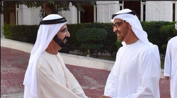 الشيخ محمد بن زايد يستقبل حاكم دبي الشيخ محمد بن راشد  في قصر البحر بأبوظبي (المكتب الإعلامي لحكومة دبي)