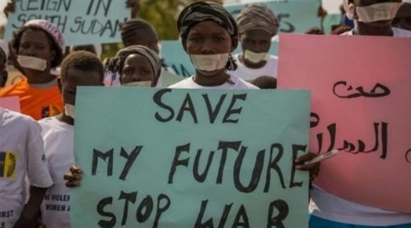 نساء من جنوب السودان يتظاهرن من أجل السلام  (أ ف ب)