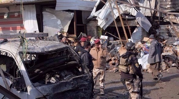 جانب من التفجير الدامي الذي هز منطقة البياع في بغداد (أرشيف)