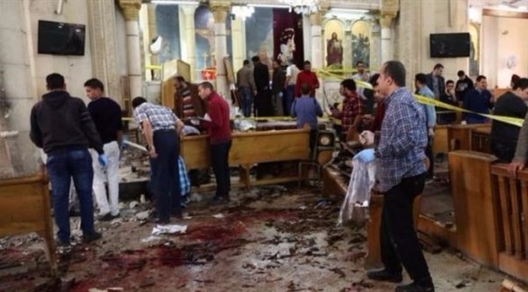 كنيسة طنطا بعد التفجير الإرهابي أمس.(رويترز)