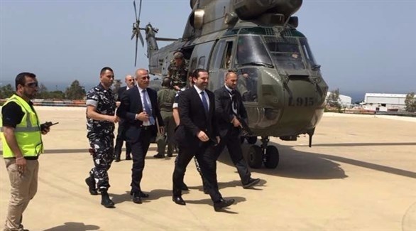 الحريري لحظة وصوله إلى الحدود اللبنانية الجنوبية 
