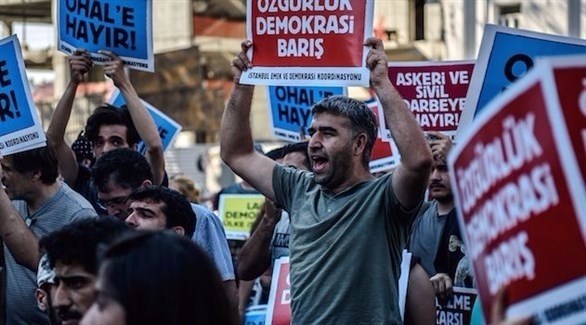 احتجاج ضد اعتقال صحافيين أتراك.(أرشيف)