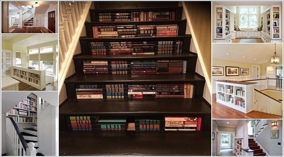 استغلال السلالم لتخزين الكتب (أميزنغ إنتيرير ديزاين)