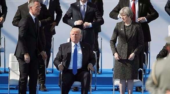 ترامب وتريزا ماي وأمين عام حلف الناتو في قمة السبع الكبار (أرشيف)