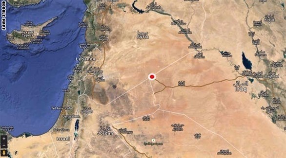 صورة جوية تظهر معبر التنف على الحدود بين سوريا العراق والأردن.(أرشيف)