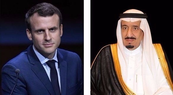 العاهل السعودي الملك سلمان بن عبدالعزيز آل سعود والرئيس الفرنسي الجديد إيمانويل ماكرون (أرشيف)