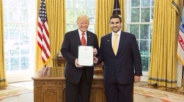 السفير السعودي الجديد لدى أمريكا مع الرئيس الأمريكي (واس)