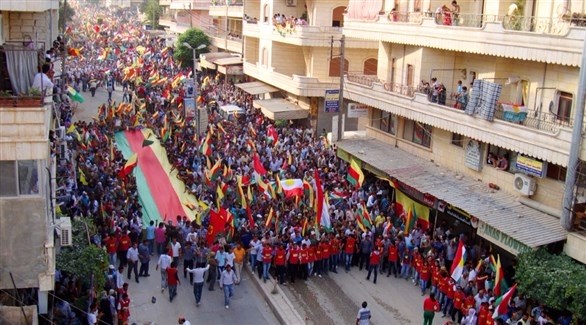 تظاهرة في عفرين احتجاجاً على القصف التركي.(أرشيف)