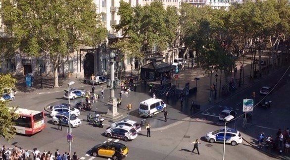 جانب من الهجوم الإرهابي في برشلونة (إ ب أ)