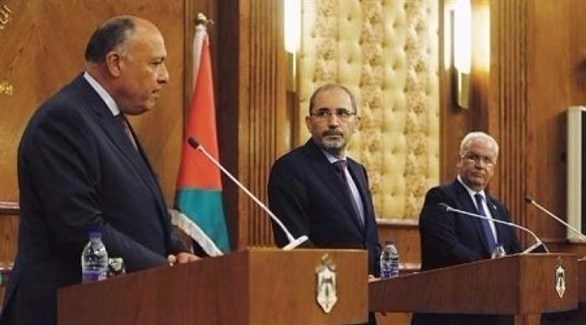 وزراء خارجية مصر والأردن وفلسطين (أرشيف)