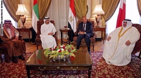 وزراء خارجية السعودية والإمارات ومصر والبحرين في المنامة.(أرشيف)
