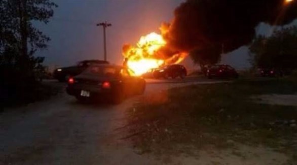 كرة من النيران تتصاعد من أحد المناطق الليبية 