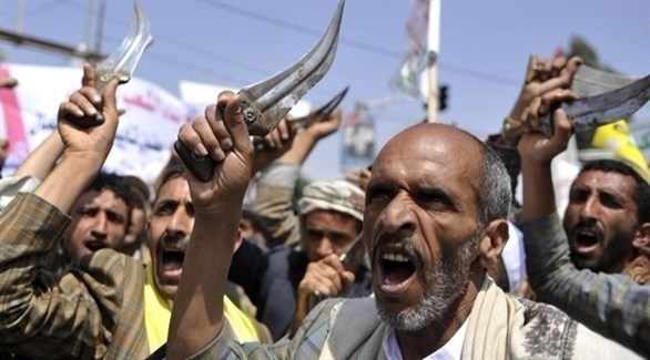 مقاتلون في الحوثيين خلال تظاهرة.(أرشيف)